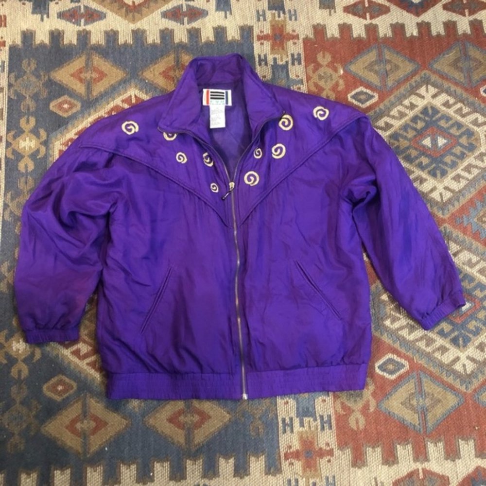🔴Vintage purple track jacket windbreaker medium